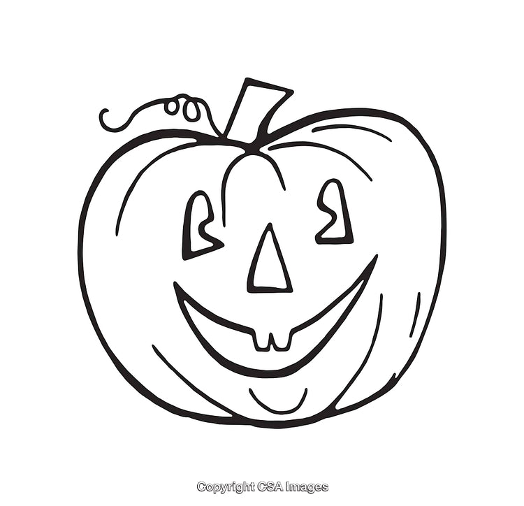 Black and White Halloween Pumpkin with Happy Jack-O'-Lantern Face Illustration