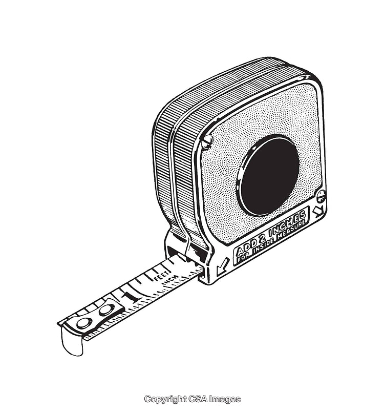 Black And White Line Art Illustration of a Measuring Tape Design