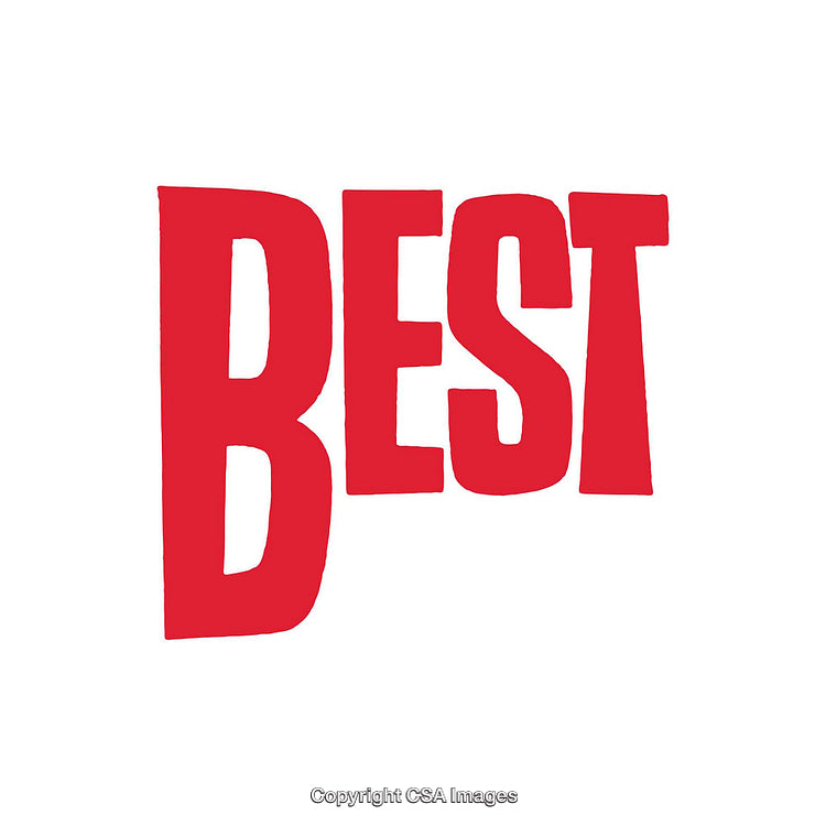 Bold Red Typography of BEST on a Clean White Background