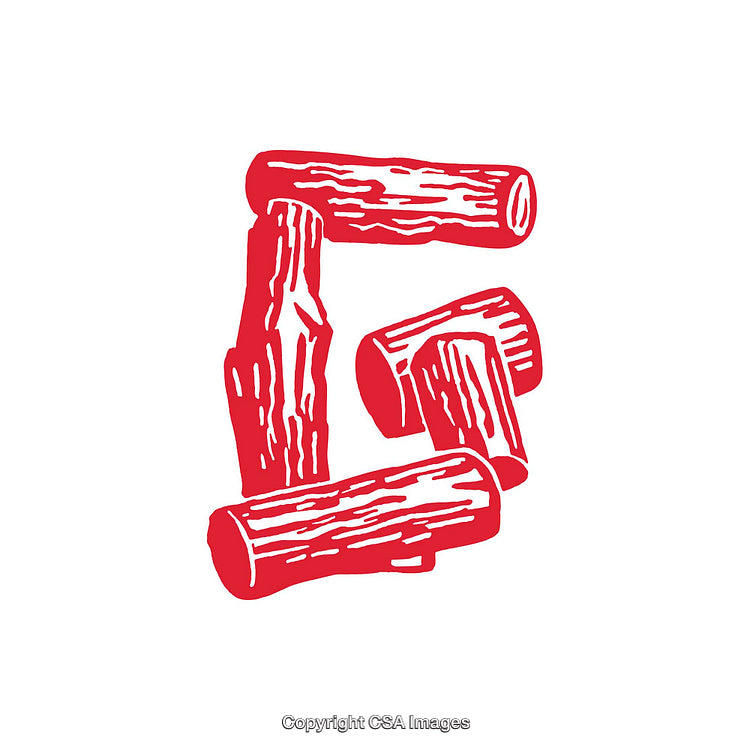 Artistic Illustration of the Letter G Made of Red Wooden Logs