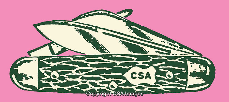 Colorful Line Art Illustration of a Classic Pocketknife Design