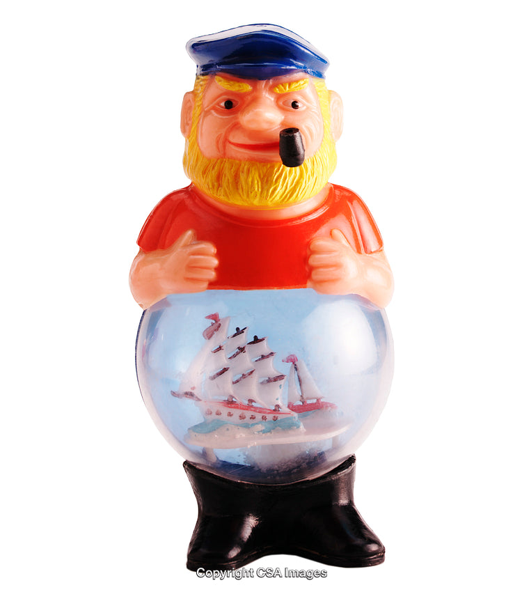 Colorful Plastic Toy Sailor Figurine with Ship Globe and Pipe