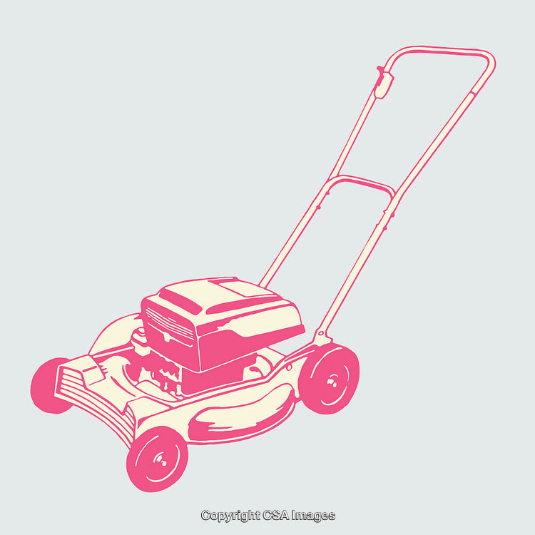 Color Line Art Illustration of a Lawn Mower in Minimal Style