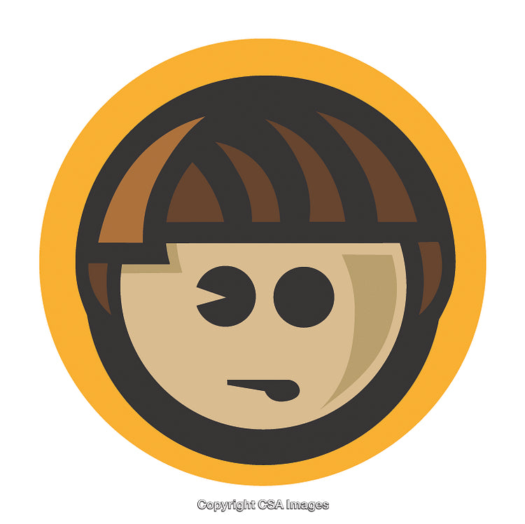 Cartoon Illustration of a Face with Bold Lines and Circular Outline