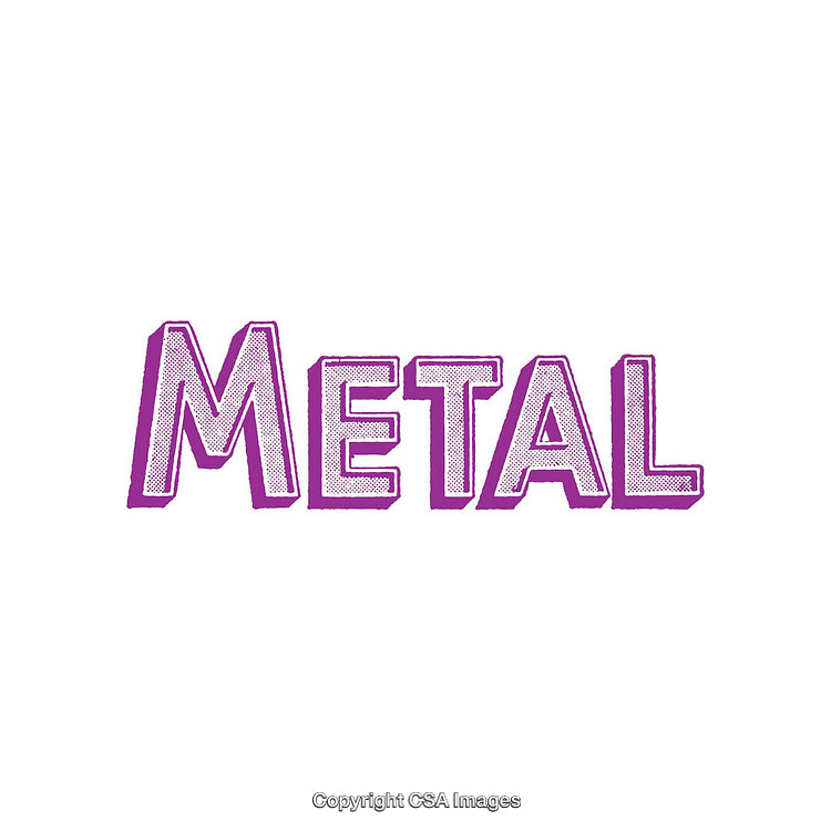 Purple Text Graphic Reading Metal with Halftone Texture Design