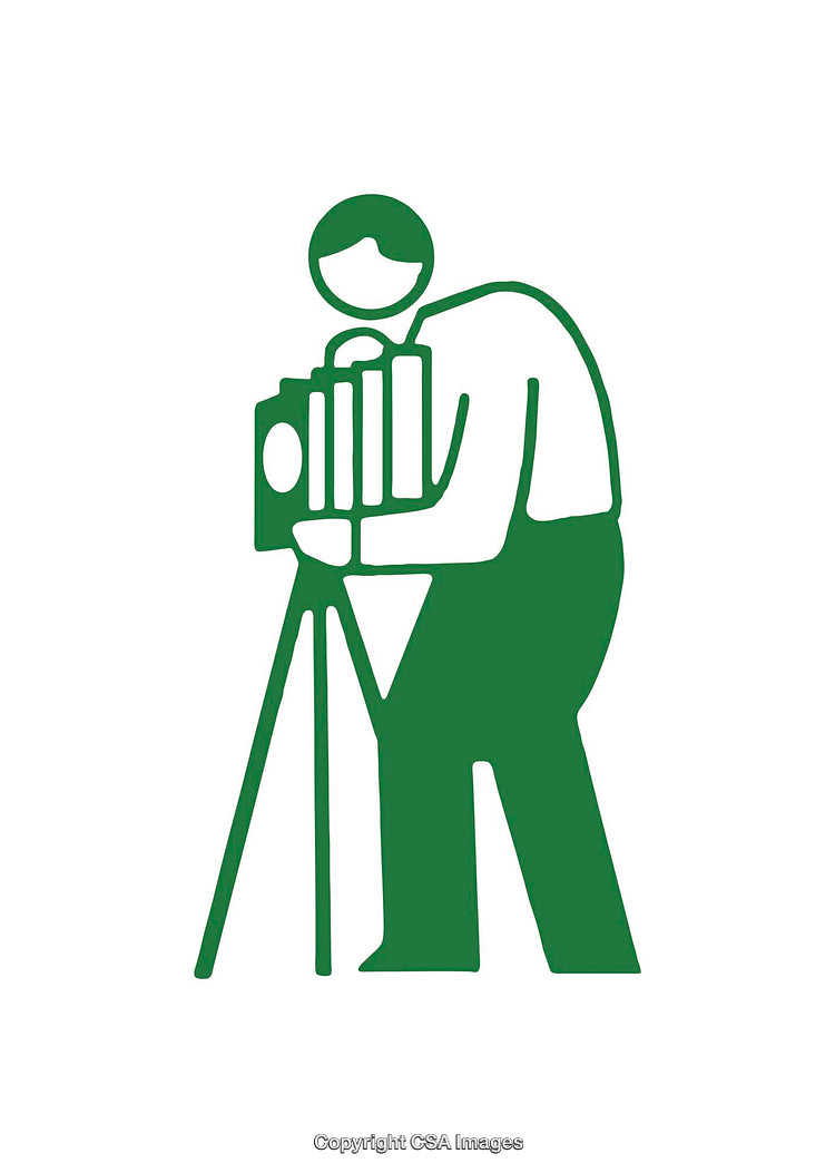 Illustration of a Photographer Using a Tripod Setup in Green Art Style