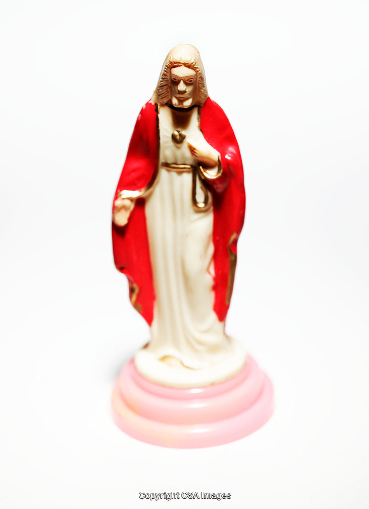 Religious Figurine of Sacred Heart Statue on White Background