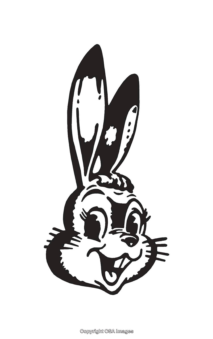 Retro Style Black And White Cartoon Rabbit Illustration