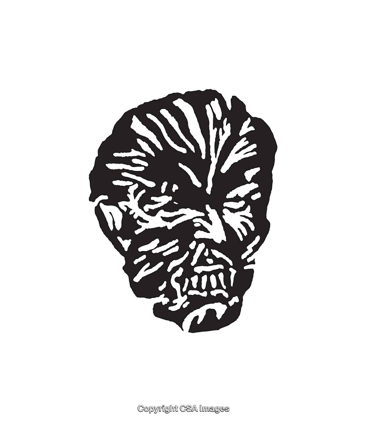 Abstract Black And White Line Art Illustration of a Human Face