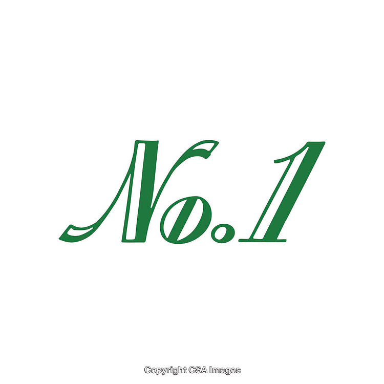 Number One Design With Stylized Green Text on White Background