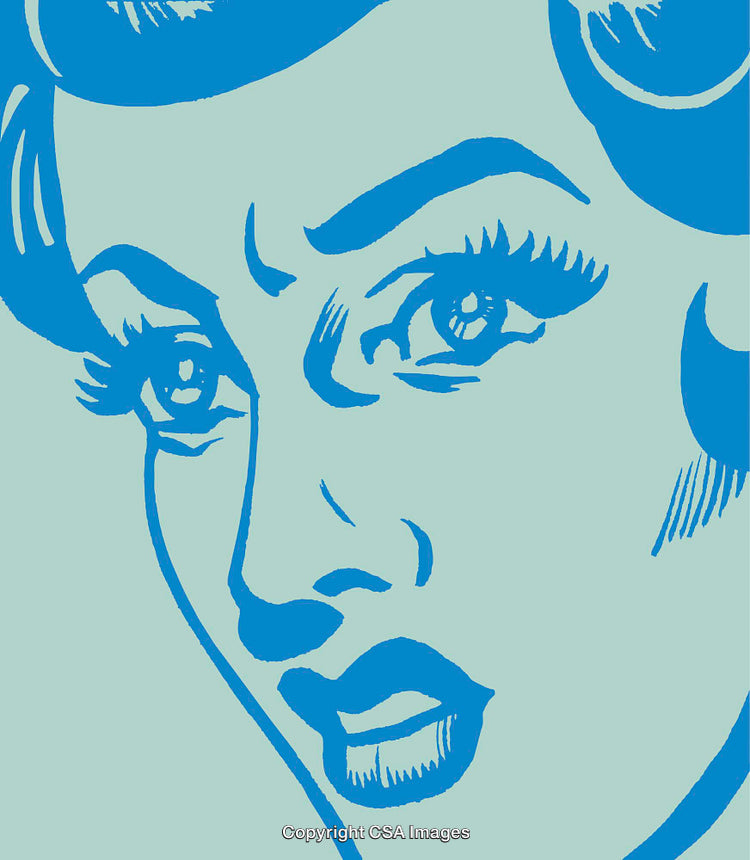 Retro Pop Art Styled Close-Up of a Woman's Expression