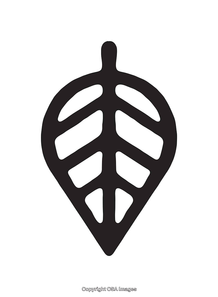 Black and White Line Art Illustration of a Stylized Leaf Symbol