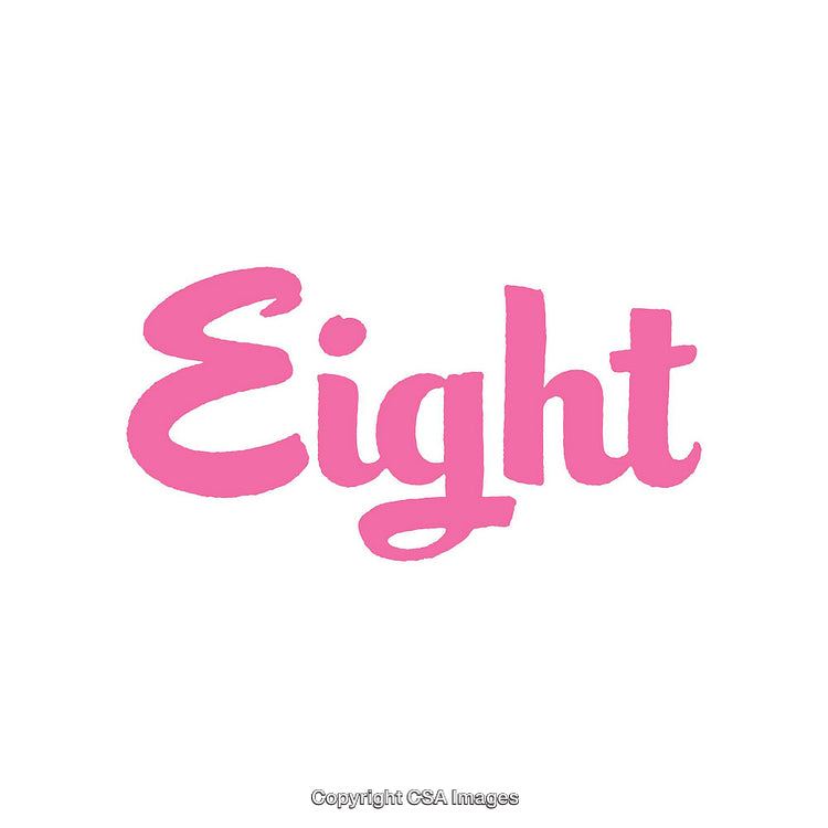 Elegant Pink Handwritten Style Displaying the Word 'Eight' on White Background