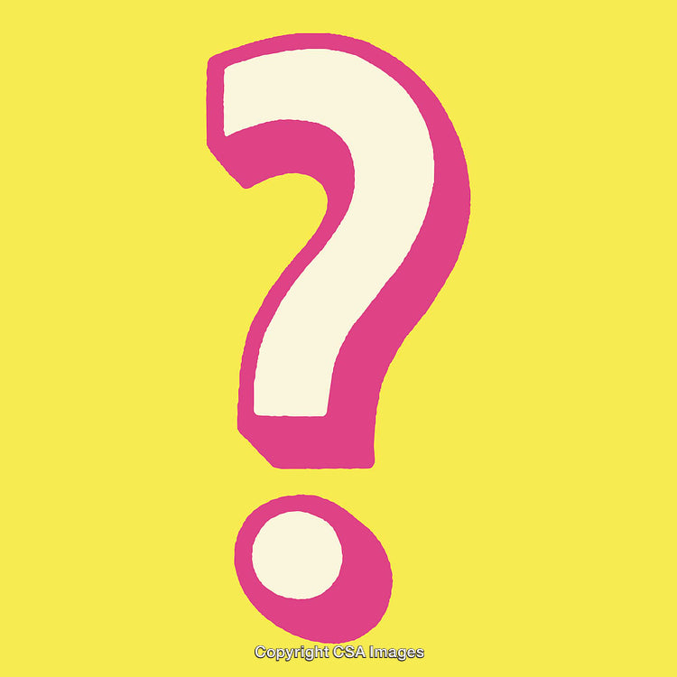 Bright Pink Question Mark on Solid Yellow Background