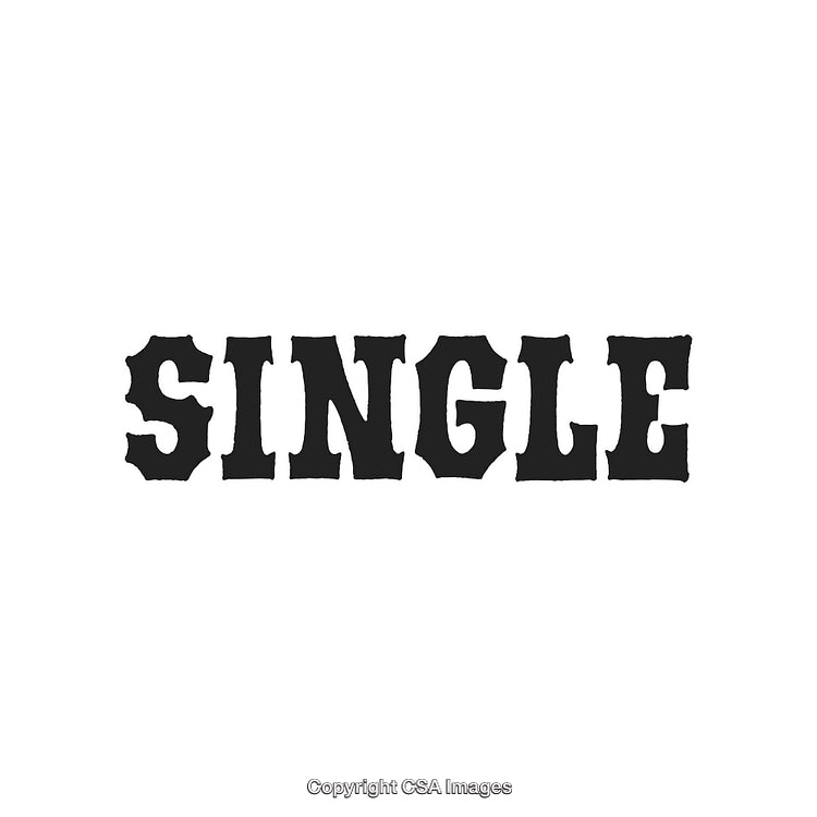 Black "Single" Text in Vintage Font on White Background