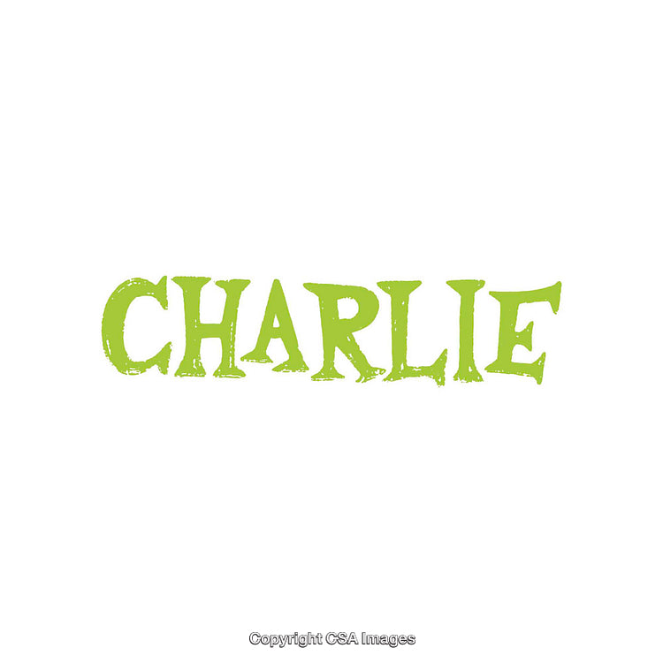 Green Textured Font Displaying the Name Charlie on White Background