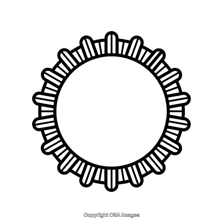 Black and White Circular Border with Abstract Design