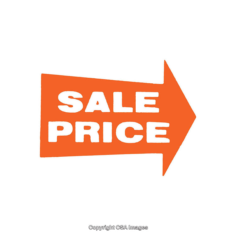 Orange Arrow Shape Sign with 'Sale Price' Text in Bold Letters