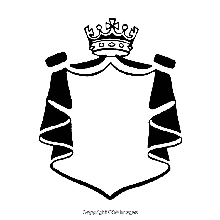 Elegant Black and White Shield Emblem with Crown Topper