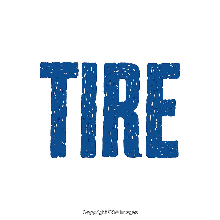 Blue Textured 'Tire' Word Artwork in Bold Typography