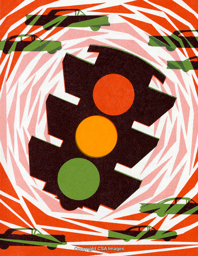 Dynamic Abstract Traffic Scene With Signal Lights and Cars