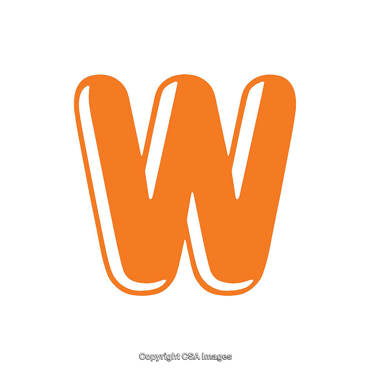 Bold and Distinctive Orange Letter W Illustration on White Background
