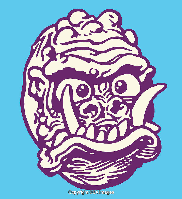 Colorful Illustration of a Cartoon Monster Face with Expressive Features