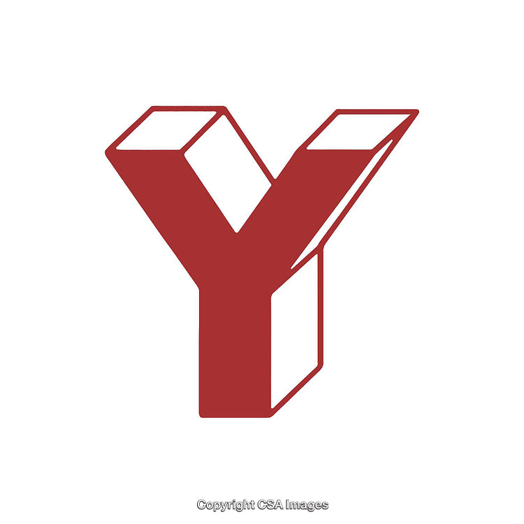 Stylized Three-Dimensional Y Letter in Bold Red Design