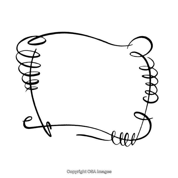 Hand-Drawn Black and White Swirl Border Decoration Artwork