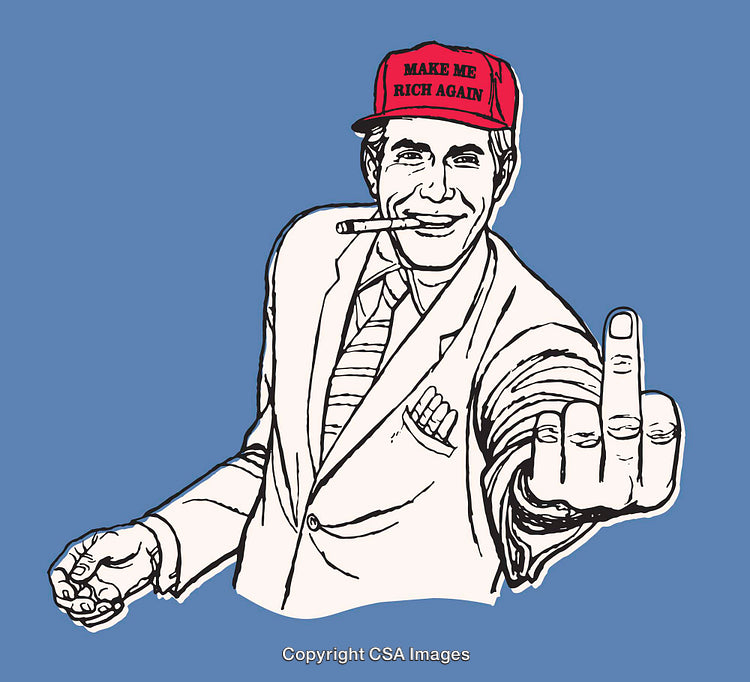 Humorous Line Art Illustration of a Wealthy Man in a Business Suit