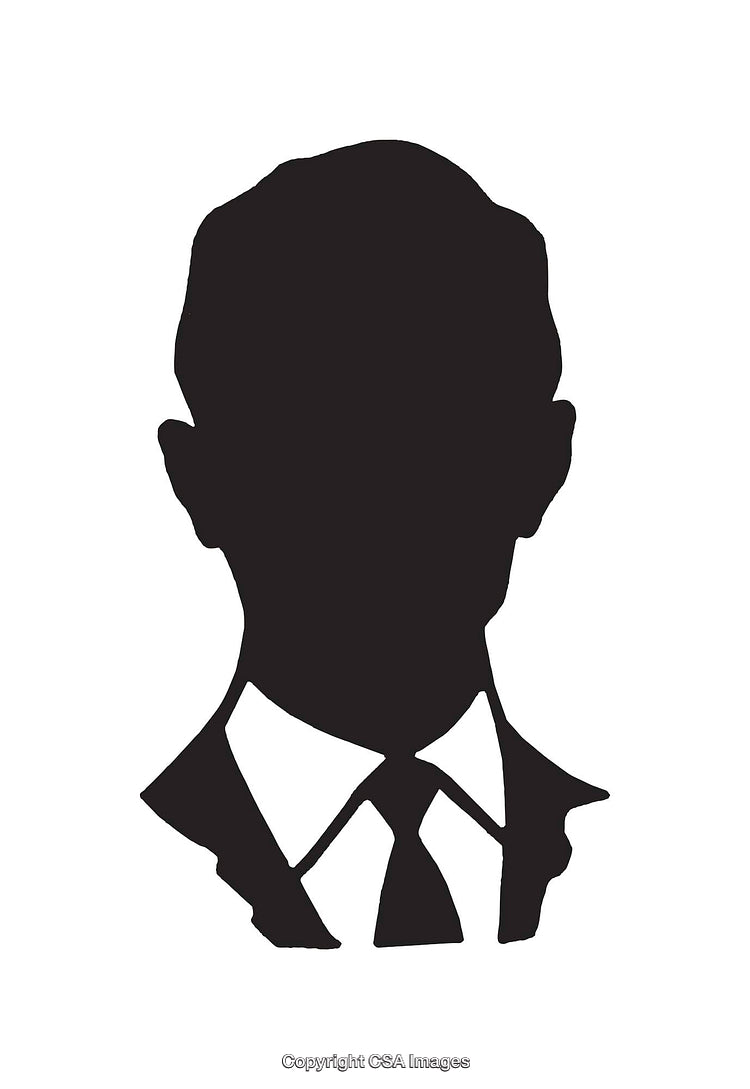 Black and White Silhouette Illustration of Person in Formal Attire