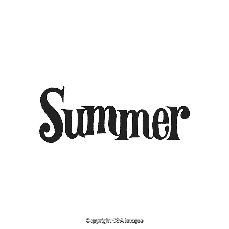 Retro Styled Typography Artwork Featuring the Word 'Summer' in Black on White
