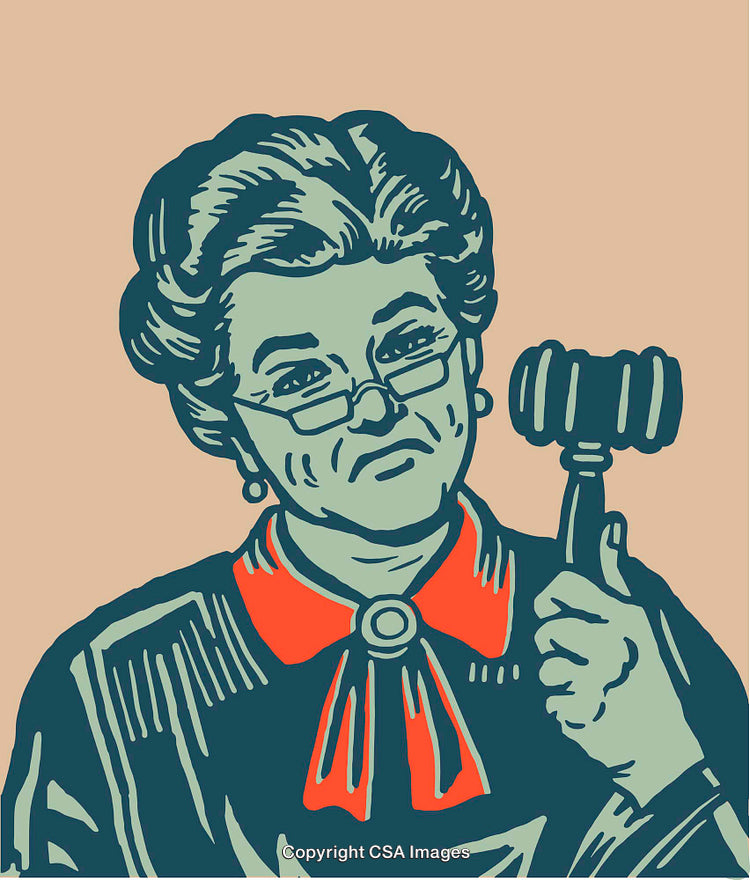 Illustration of a Judge Holding Gavel in Bold Colorful Line Art Style