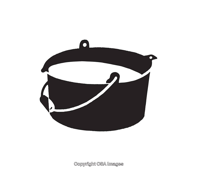 Silhouette of a Cooking Pot with Handles on White Background