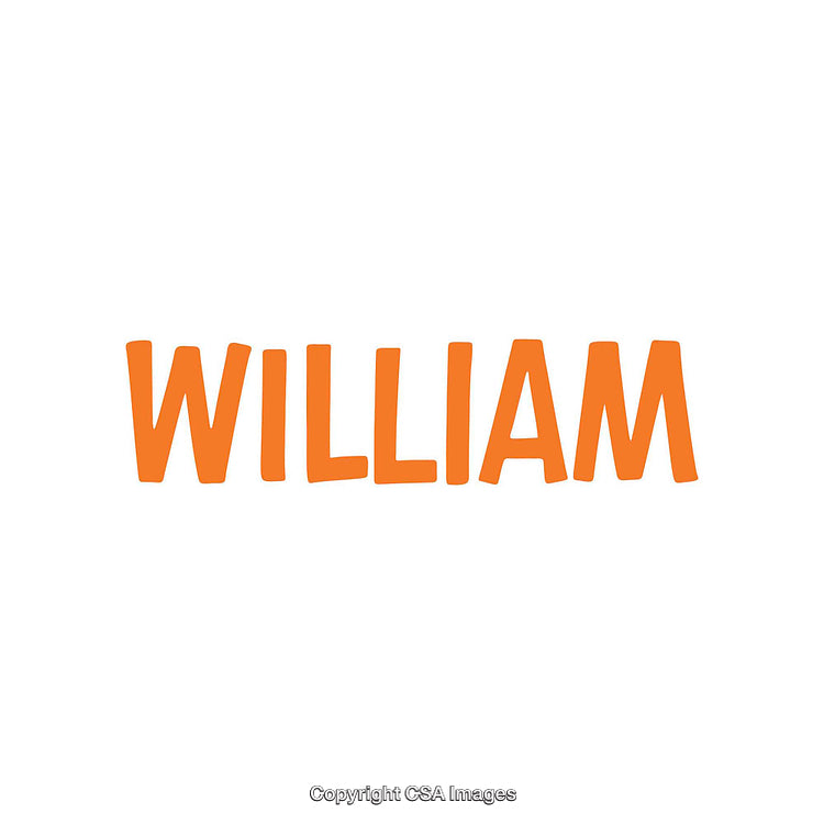 Bold Orange Text 'William' on Minimal White Background