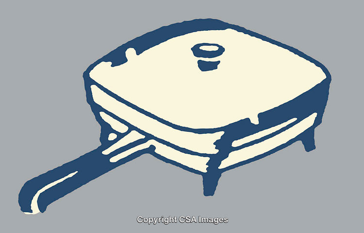 Vintage Illustration of a Retro Cooking Pan in Minimalist Design