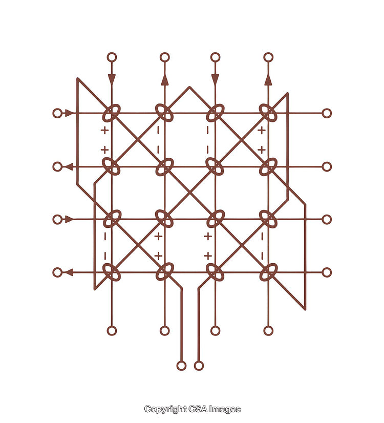 Complex Circuit Diagram with Connectivity and Mathematical Notations