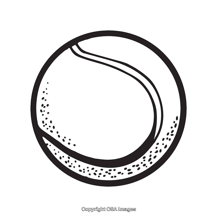 Black and White Line Art Illustration of a Tennis Ball