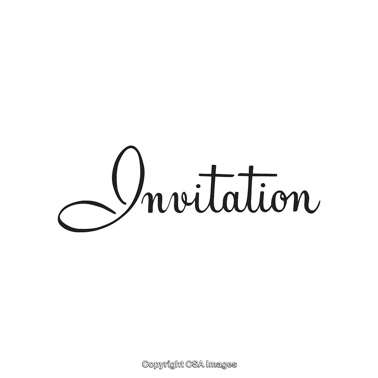 Elegant Handwritten Lettering of 'Invitation' on a White Background