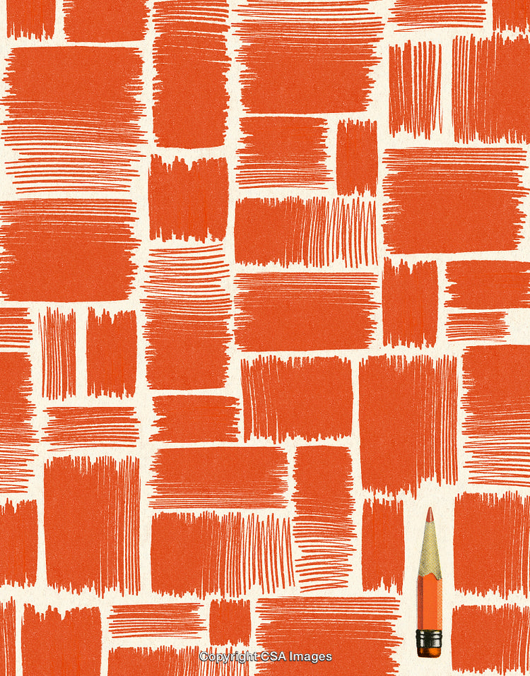 Abstract Orange Pattern With Pencil on Textured Background