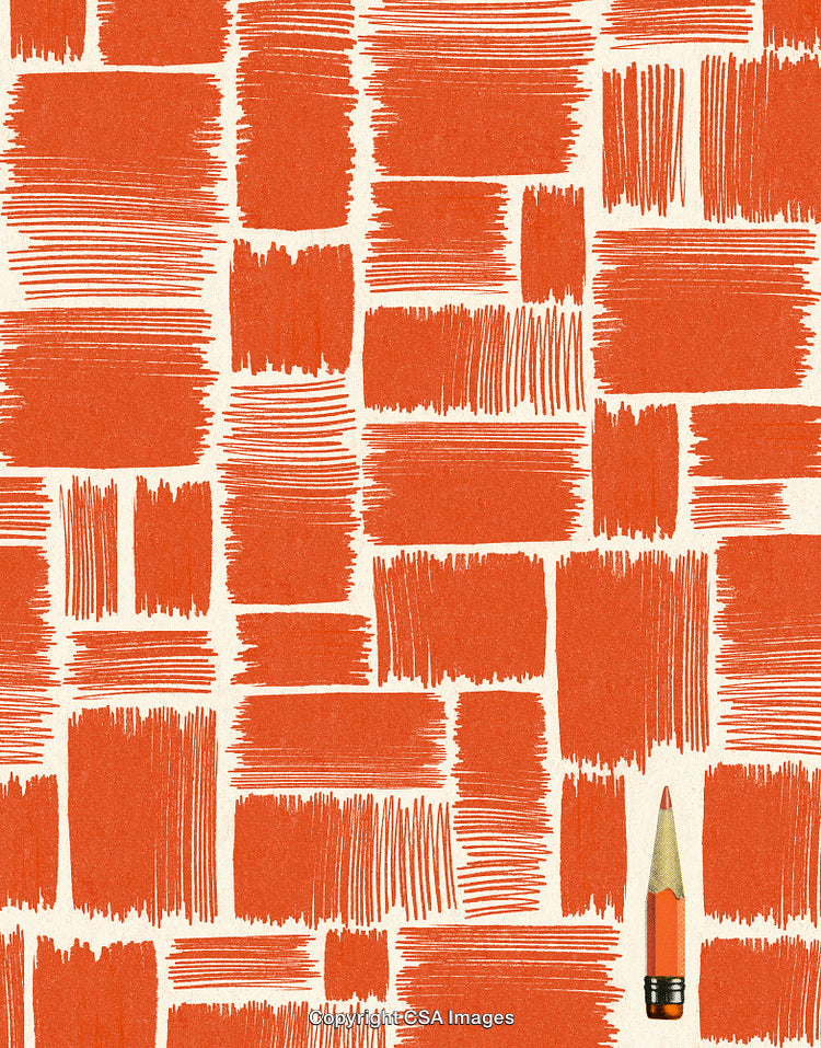 Abstract Orange Pattern With Pencil on Textured Background