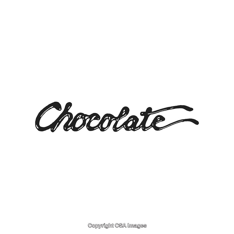 Handwritten Chocolate Text Design in Black on White Background