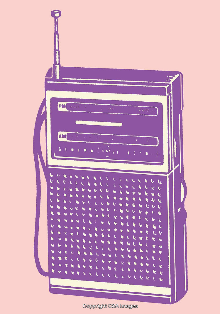 Purple Artwork of a Vintage Radio on a Pink Background