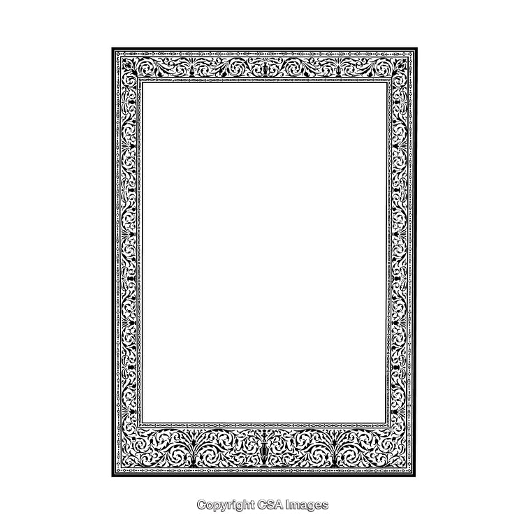 Ornate Black and White Border with Intricate Decorative Design