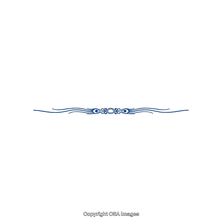 Blue Decorative Ornamental Border With Floral and Scrollwork Pattern