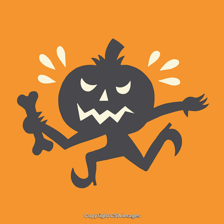 Halloween Pumpkin Illustration Featuring Spooky Expression and Fun Details