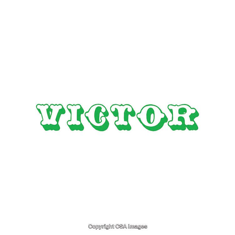 Creative Typography Display with the Word Victor in Vibrant Green