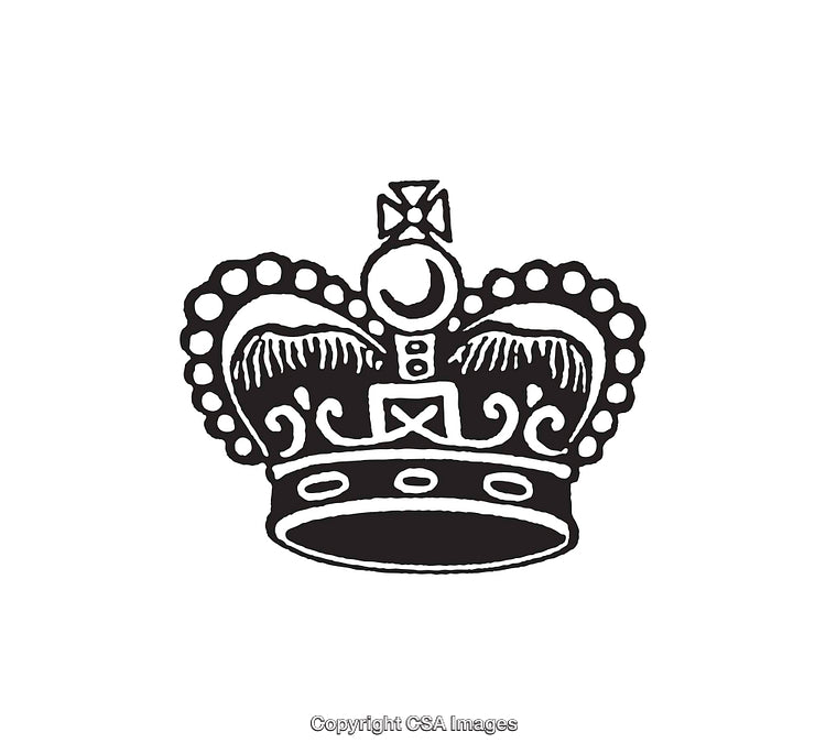 Black and White Line Art of an Ornamental Crown Illustration