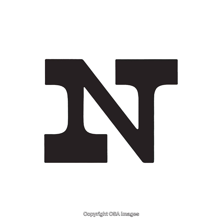 Bold Display of the Black Letter 'N' on a White Background