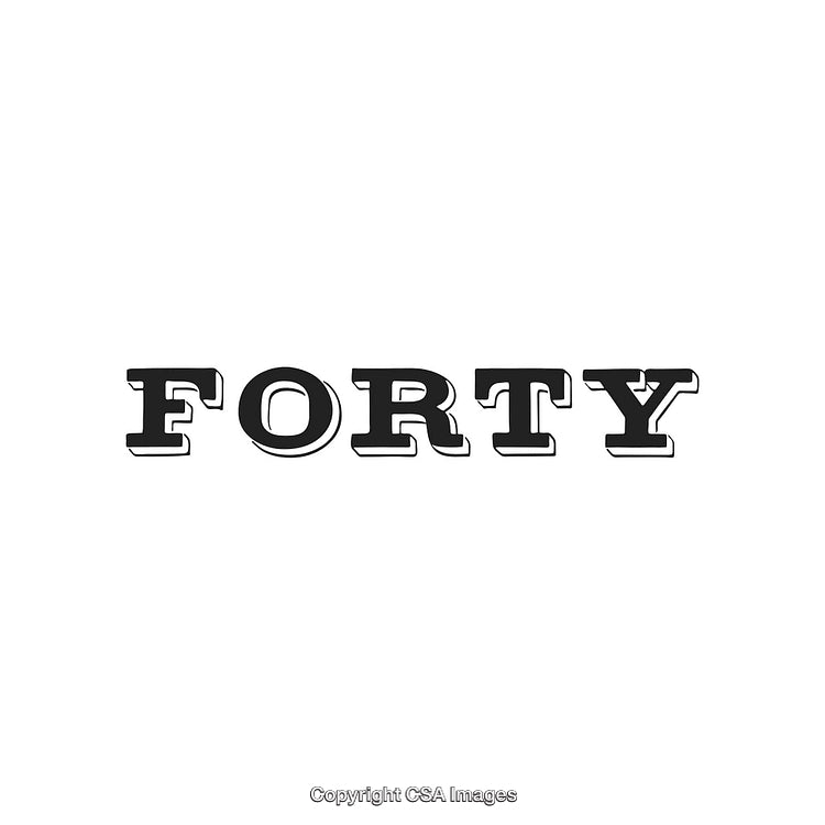 Text Design Featuring the Word Forty in Stylized Black and White Font